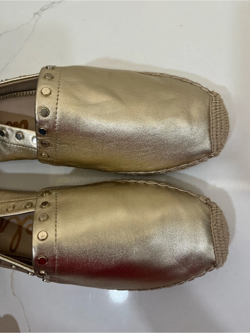 Sam Edelman Metallic Gold Studded Espadrille Flats – Size 10 NWOT